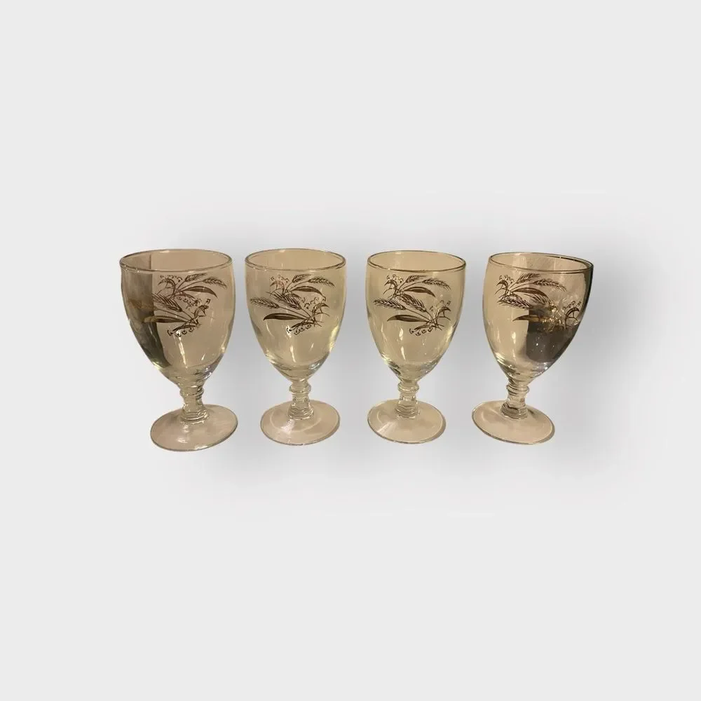 Vintage Homer Laughlin Prairie Gold Set of 4 Glasses